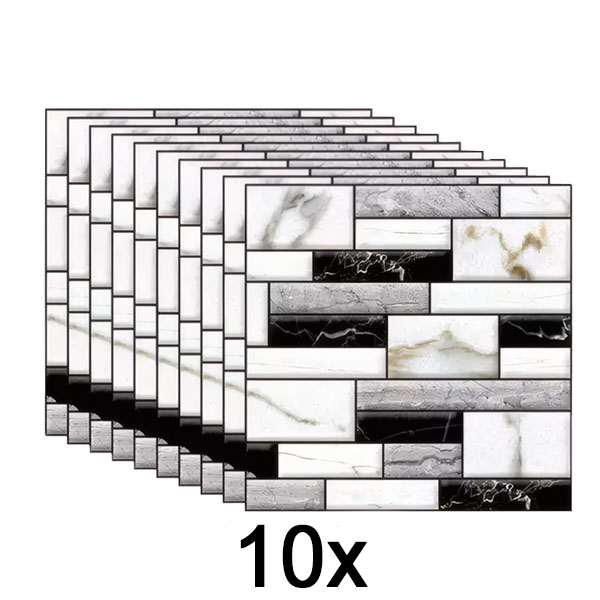 1x 3D ѕидни налепници со мермерен изглед (10 парчиња) | MARBLEBLOCKS
