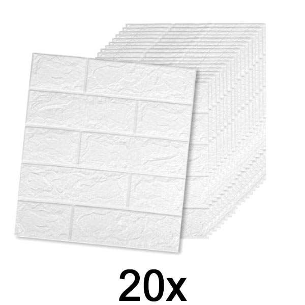 4x (5 парчиња) Самолеплива тапета во 3D со дизајн на тули | BRICKSBY